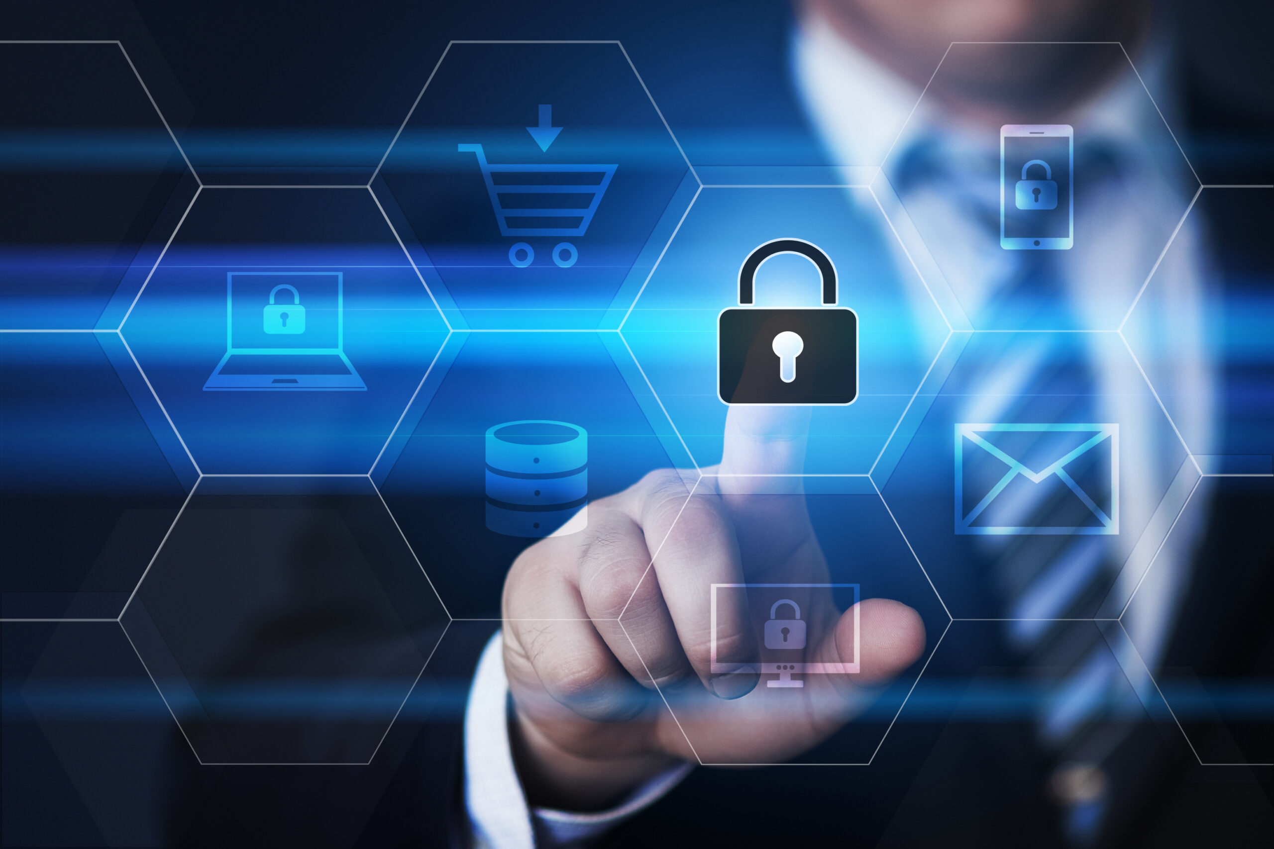 Businessman making security strategy