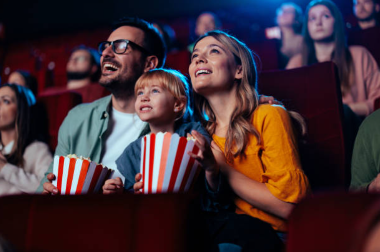Family enjoying movie on streaming platforms